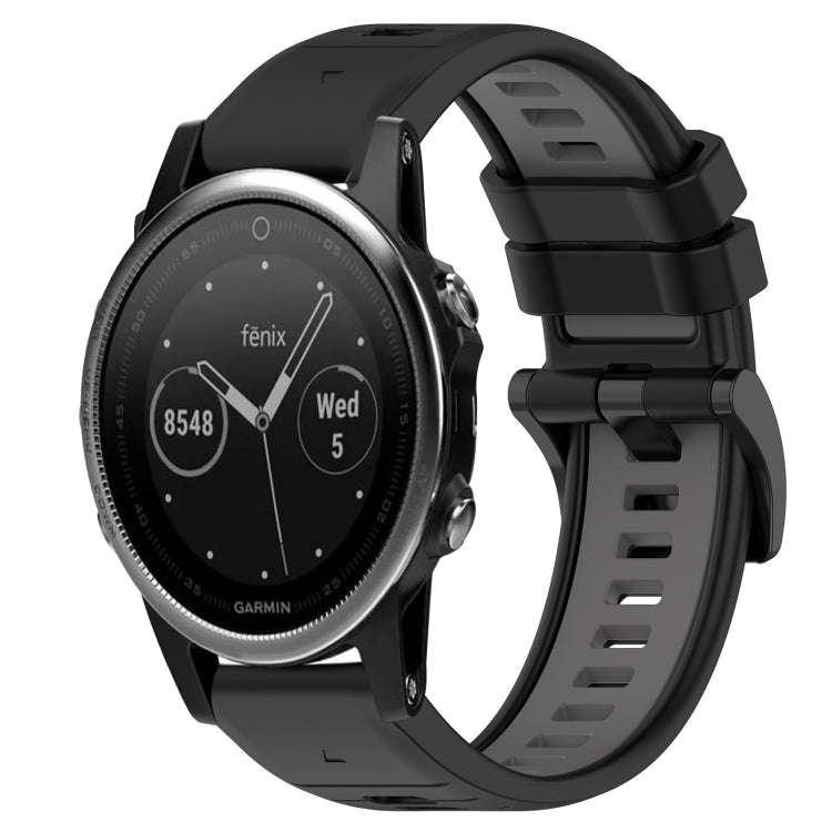 For Garmin Fenix 5 Sports Two-Color 22mm Silicone Watch Band(Black+Grey)