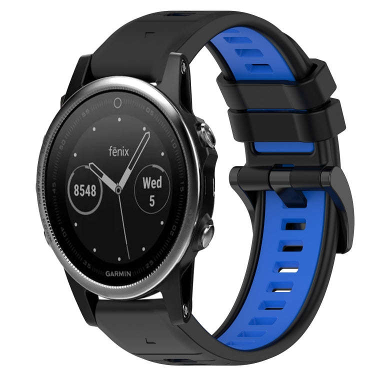 For Garmin Fenix 5 Sports Two-Color 22mm Silicone Watch Band(Black+Blue)