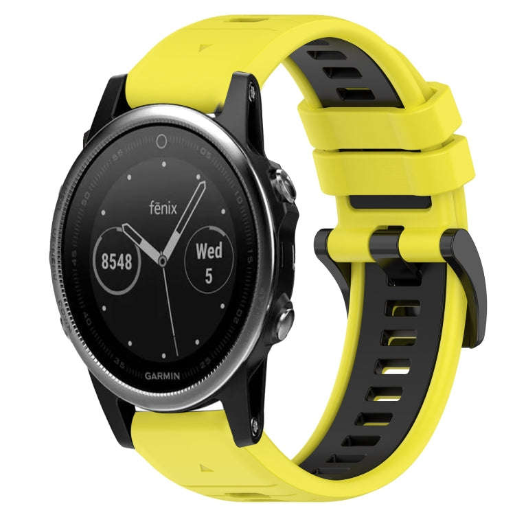 For Garmin Fenix 5 Sports Two-Color 22mm Silicone Watch Band(Yellow+Black)