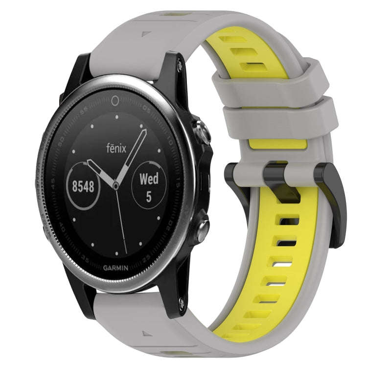 For Garmin Fenix 5 Sports Two-Color 22mm Silicone Watch Band(Grey+Yellow)