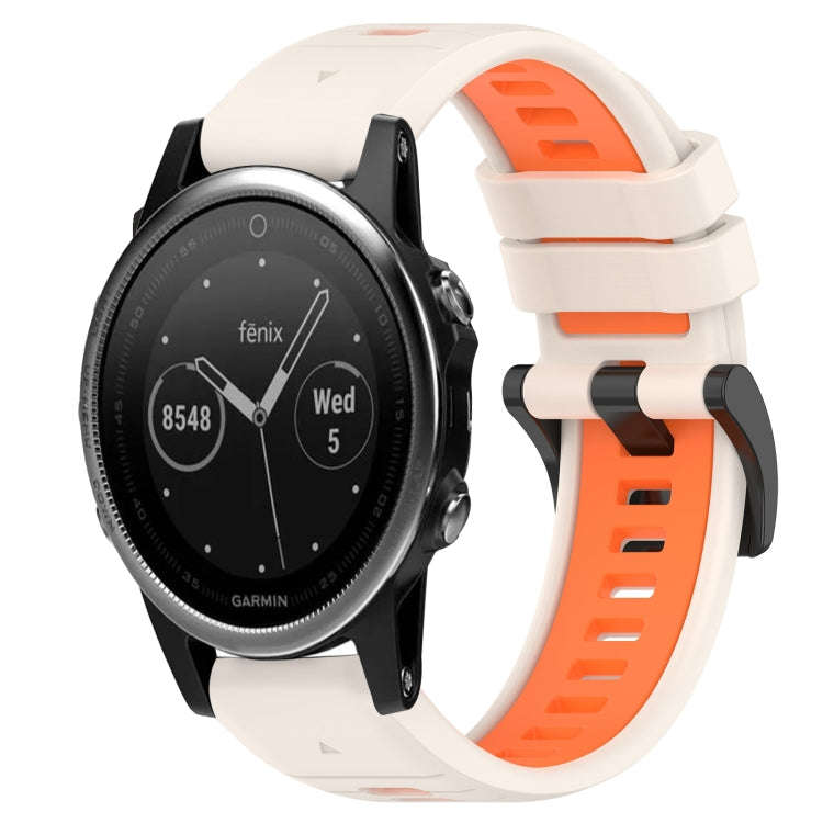 For Garmin Fenix 5 Sports Two-Color 22mm Silicone Watch Band(Starlight+Orange)
