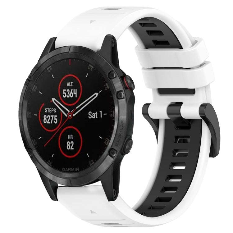 For Garmin Fenix 5 Plus Sports Two-Color 22mm Silicone Watch Band(White+Black)