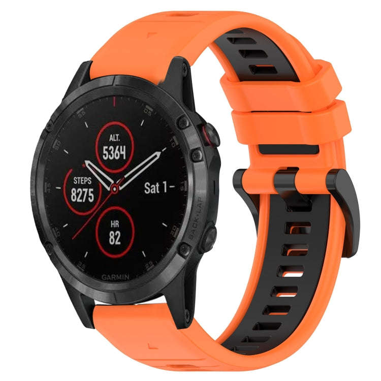 For Garmin Fenix 5 Plus Sports Two-Color 22mm Silicone Watch Band(Orange+Black)