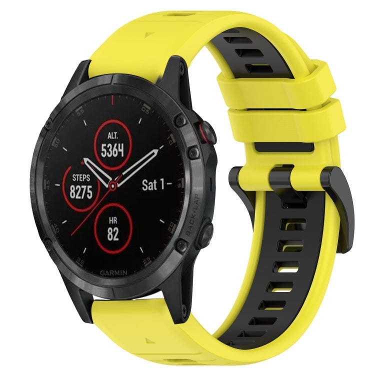 For Garmin Fenix 5 Plus Sports Two-Color 22mm Silicone Watch Band(Yellow+Black)