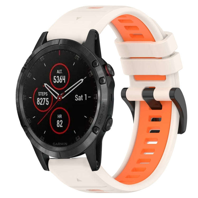 For Garmin Fenix 5 Plus Sports Two-Color 22mm Silicone Watch Band(Starlight+Orange)