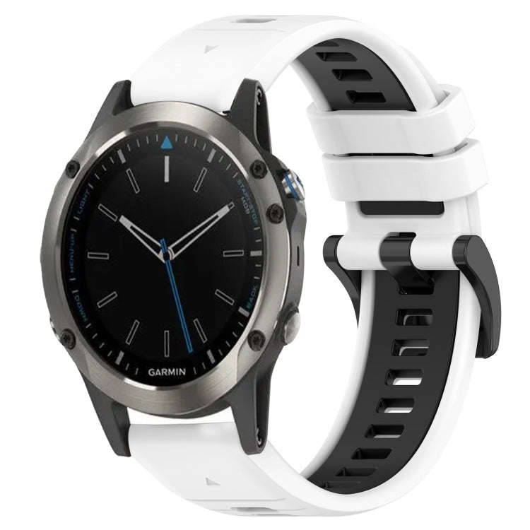 For Garmin Quatix 5 Sports Two-Color 22mm Silicone Watch Band(White+Black)