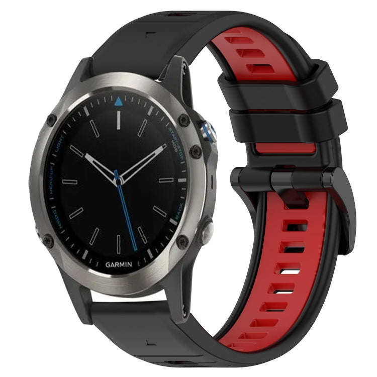 For Garmin Quatix 5 Sports Two-Color 22mm Silicone Watch Band(Black+Red)