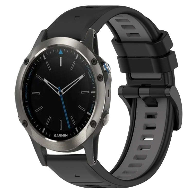 For Garmin Quatix 5 Sports Two-Color 22mm Silicone Watch Band(Black+Grey)