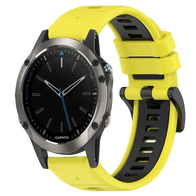 For Garmin Quatix 5 Sports Two-Color 22mm Silicone Watch Band(Yellow+Black)