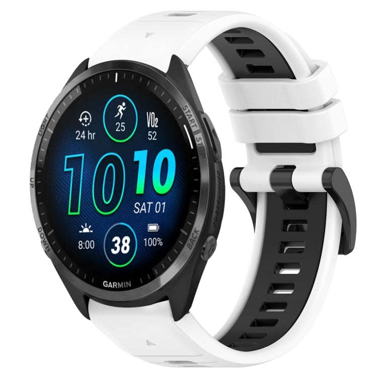 For Garmin Forerunner 965 Sports Two-Color 22mm Silicone Watch Band(White+Black)