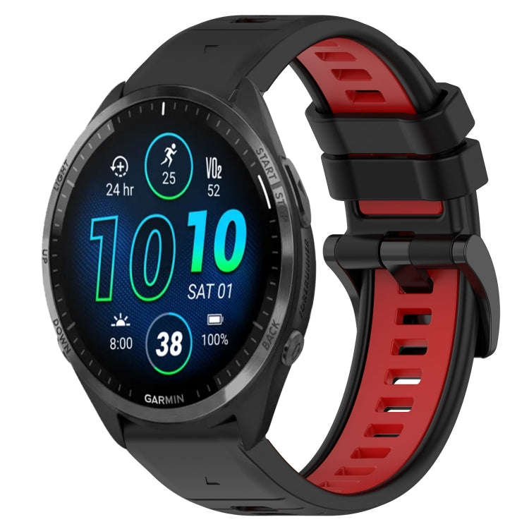 For Garmin Forerunner 965 Sports Two-Color 22mm Silicone Watch Band(Black+Red)
