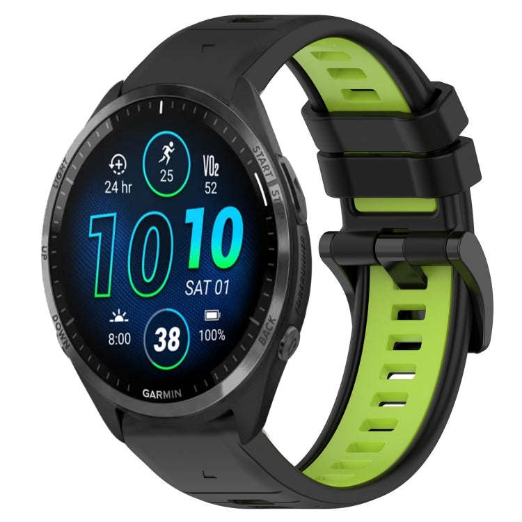 For Garmin Forerunner 965 Sports Two-Color 22mm Silicone Watch Band(Black+Lime Green)