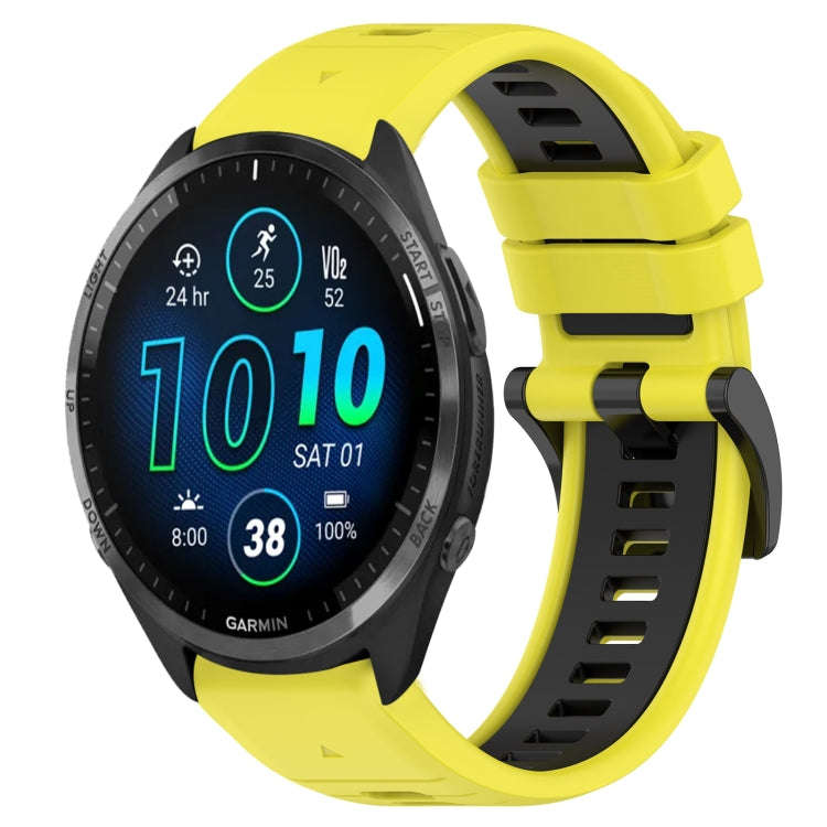 For Garmin Forerunner 965 Sports Two-Color 22mm Silicone Watch Band(Yellow+Black)