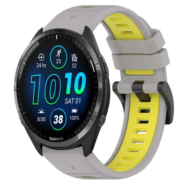 For Garmin Forerunner 965 Sports Two-Color 22mm Silicone Watch Band(Grey+Yellow)
