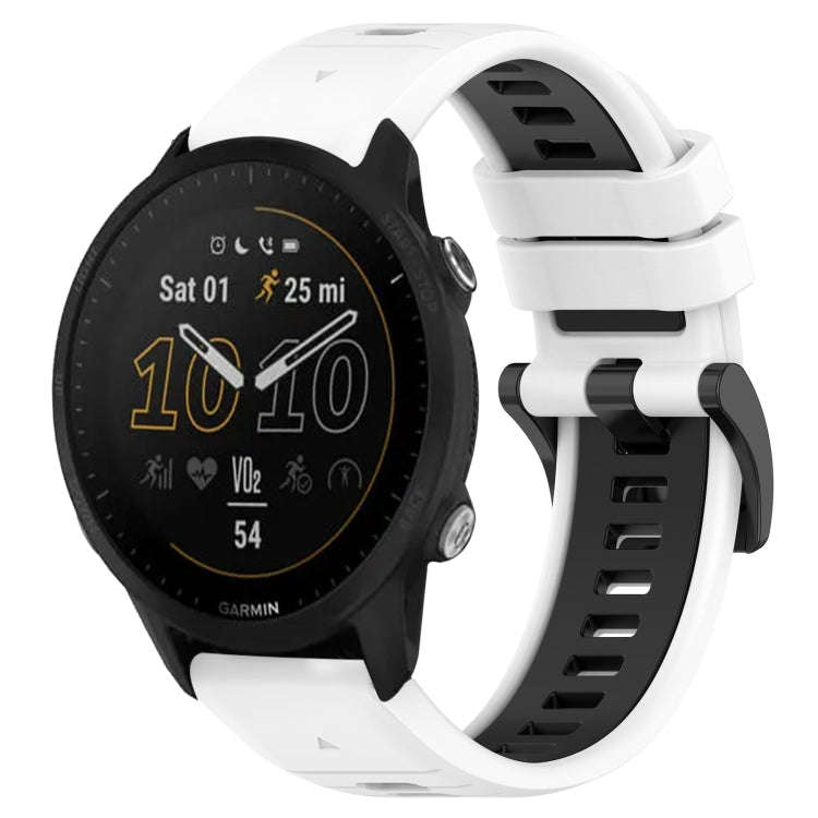For Garmin Forerunner 955 Sports Two-Color 22mm Silicone Watch Band(White+Black)