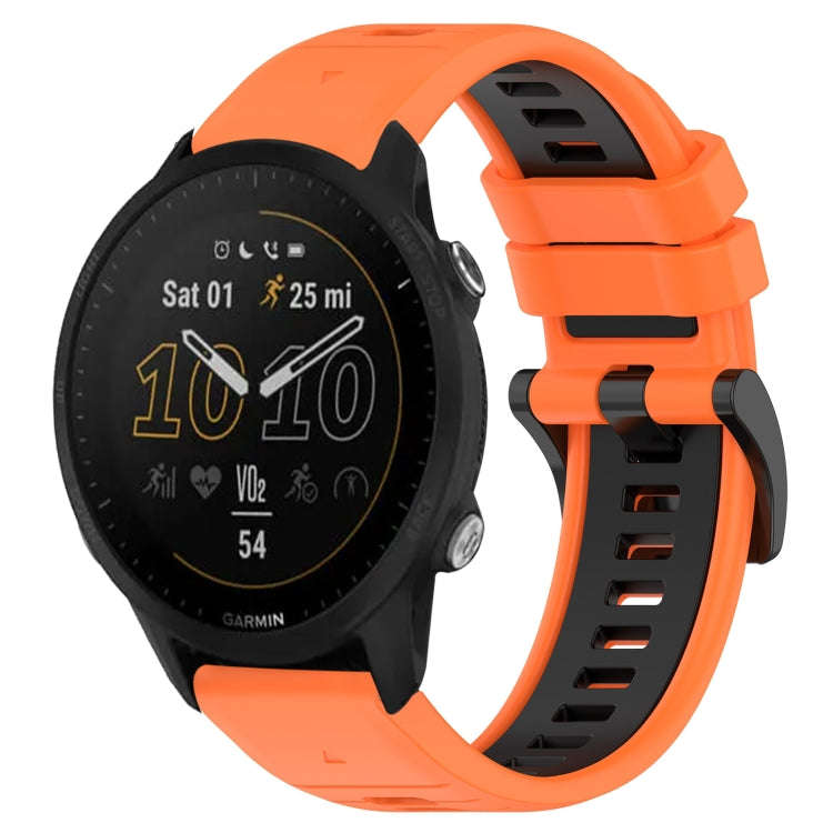 For Garmin Forerunner 955 Sports Two-Color 22mm Silicone Watch Band(Orange+Black)
