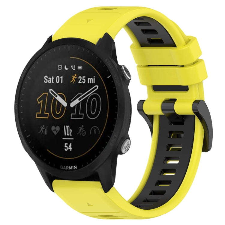 For Garmin Forerunner 955 Sports Two-Color 22mm Silicone Watch Band(Yellow+Black)