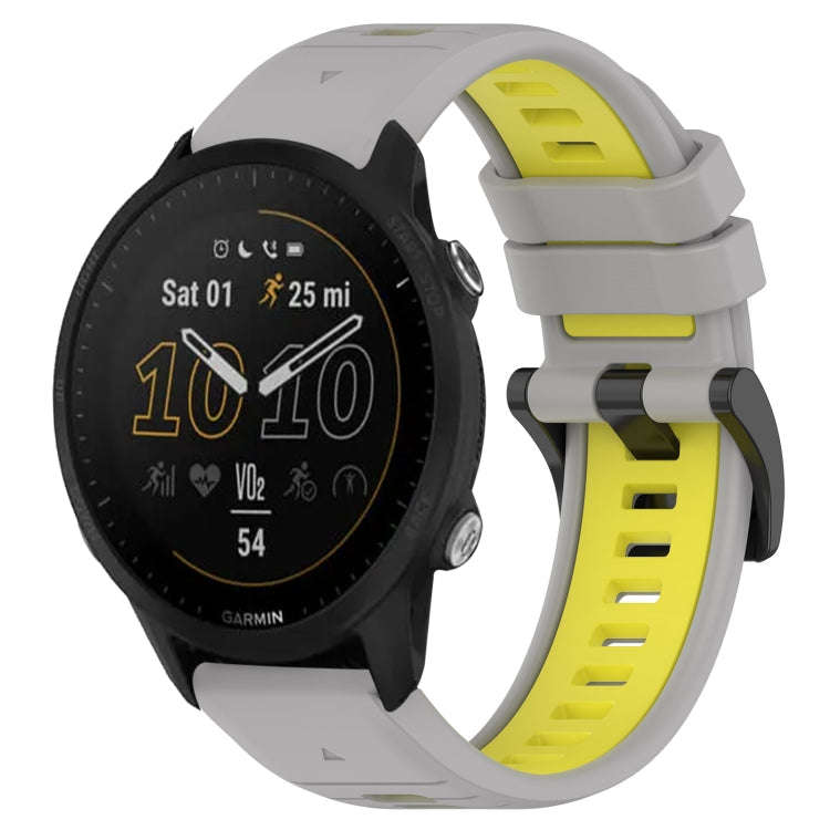 For Garmin Forerunner 955 Sports Two-Color 22mm Silicone Watch Band(Grey+Yellow)