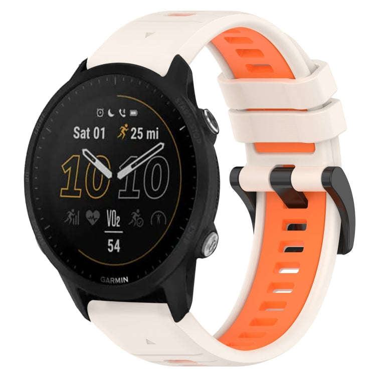 For Garmin Forerunner 955 Sports Two-Color 22mm Silicone Watch Band(Starlight+Orange)