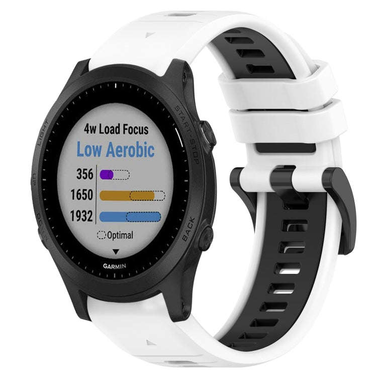 For Garmin Forerunner 945 Sports Two-Color 22mm Silicone Watch Band(White+Black)