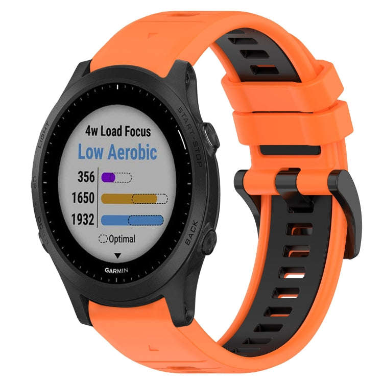 For Garmin Forerunner 945 Sports Two-Color 22mm Silicone Watch Band(Orange+Black)