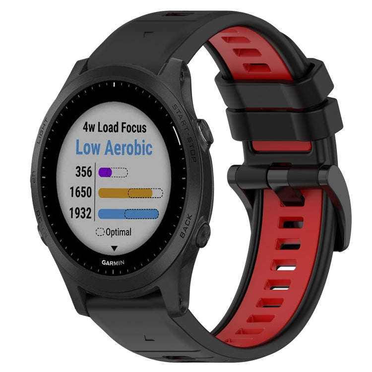 For Garmin Forerunner 945 Sports Two-Color 22mm Silicone Watch Band(Black+Red)
