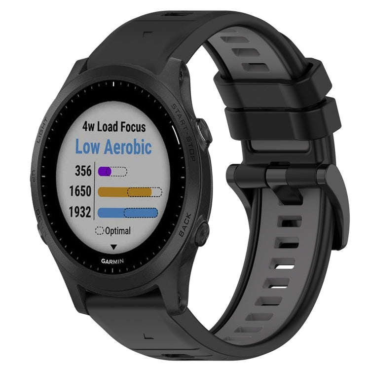 For Garmin Forerunner 945 Sports Two-Color 22mm Silicone Watch Band(Black+Grey)