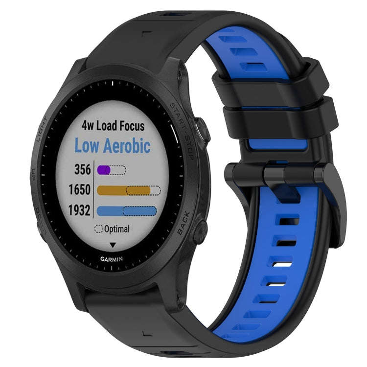 For Garmin Forerunner 945 Sports Two-Color 22mm Silicone Watch Band(Black+Blue)