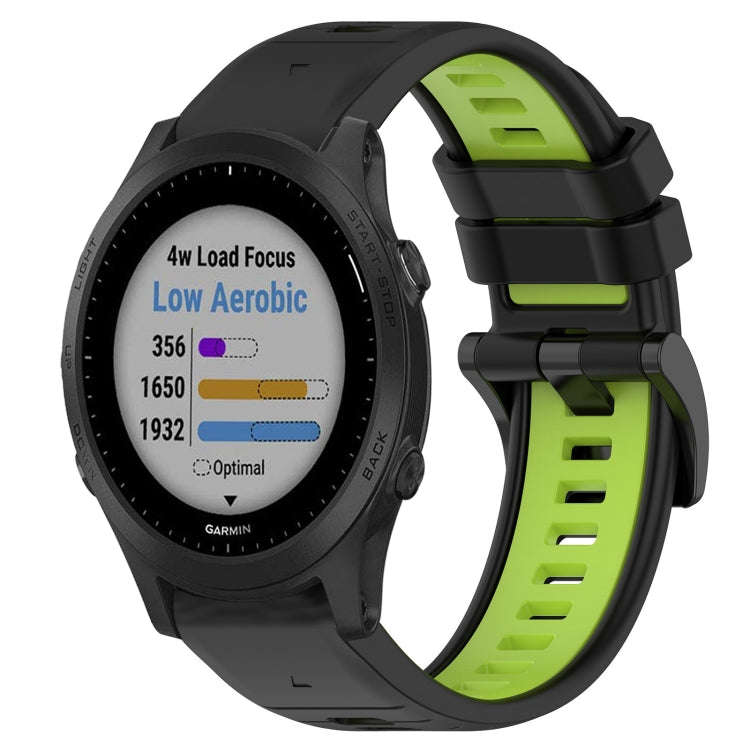 For Garmin Forerunner 945 Sports Two-Color 22mm Silicone Watch Band(Black+Lime Green)