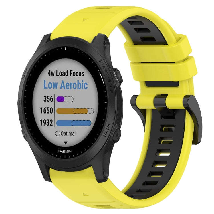 For Garmin Forerunner 945 Sports Two-Color 22mm Silicone Watch Band(Yellow+Black)