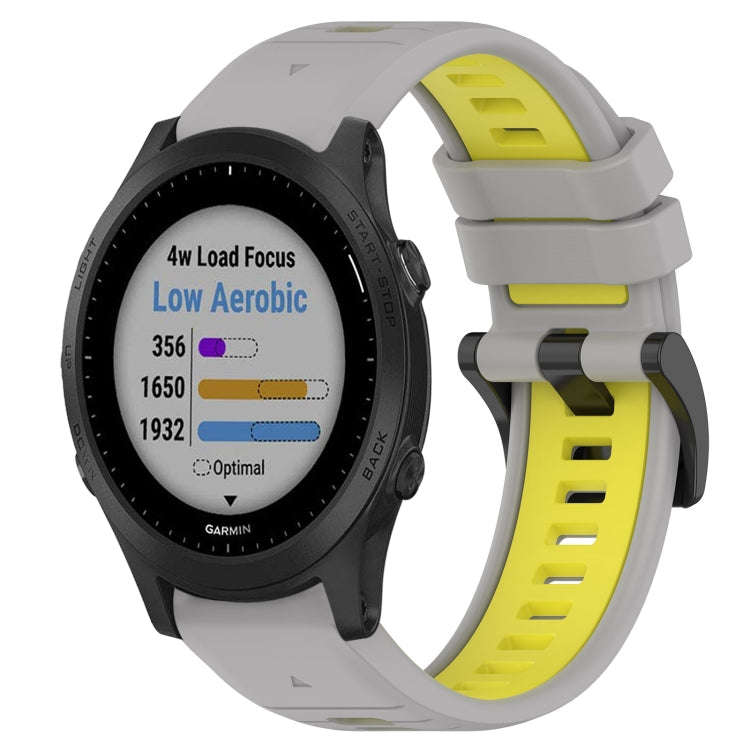 For Garmin Forerunner 945 Sports Two-Color 22mm Silicone Watch Band(Grey+Yellow)
