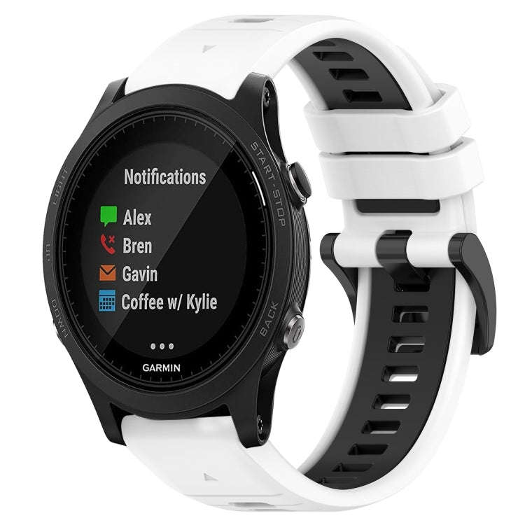 For Garmin Forerunner 935 Sports Two-Color 22mm Silicone Watch Band(White+Black)
