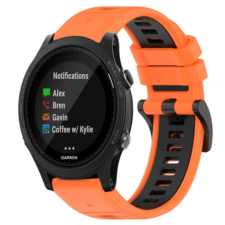 For Garmin Forerunner 935 Sports Two-Color 22mm Silicone Watch Band(Orange+Black)