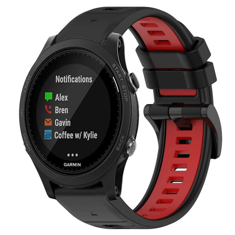 For Garmin Forerunner 935 Sports Two-Color 22mm Silicone Watch Band(Black+Red)