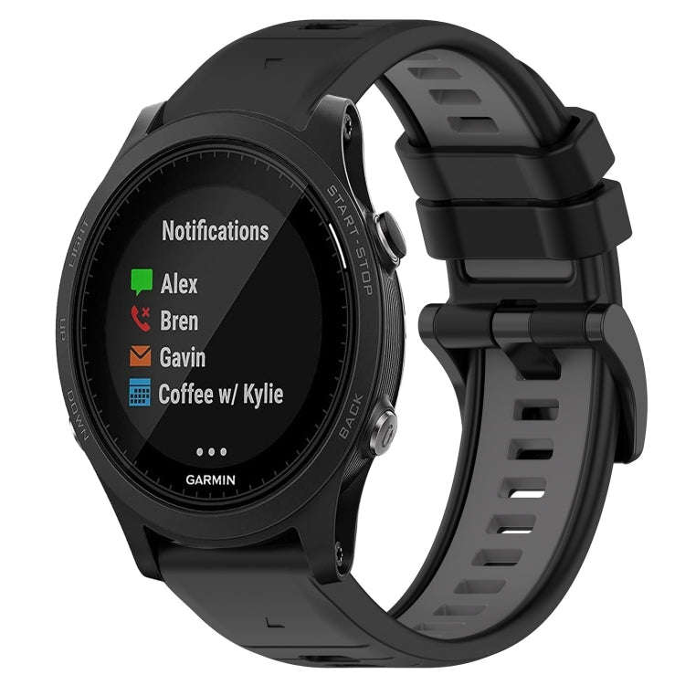 For Garmin Forerunner 935 Sports Two-Color 22mm Silicone Watch Band(Black+Grey)