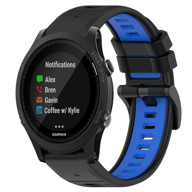 For Garmin Forerunner 935 Sports Two-Color 22mm Silicone Watch Band(Black+Blue)