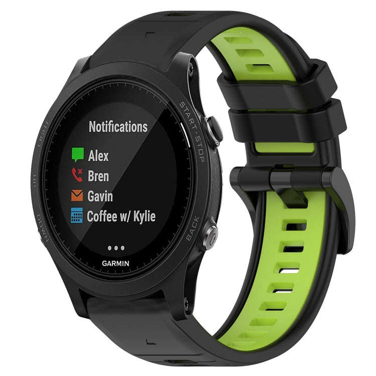 For Garmin Forerunner 935 Sports Two-Color 22mm Silicone Watch Band(Black+Lime Green)