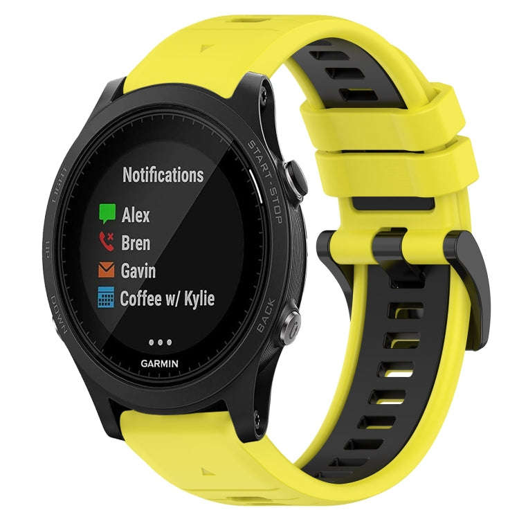 For Garmin Forerunner 935 Sports Two-Color 22mm Silicone Watch Band(Yellow+Black)