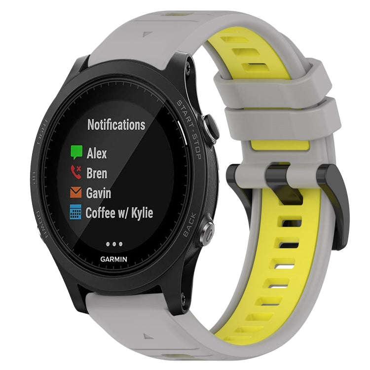 For Garmin Forerunner 935 Sports Two-Color 22mm Silicone Watch Band(Grey+Yellow)