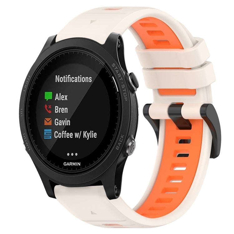 For Garmin Forerunner 935 Sports Two-Color 22mm Silicone Watch Band(Starlight+Orange)