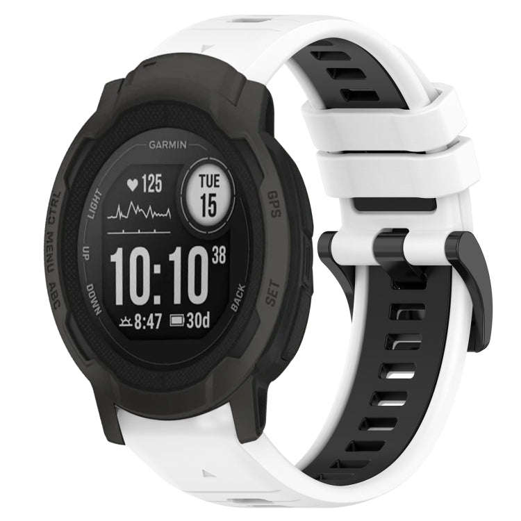 For Garmin Instinct 2 Sports Two-Color 22mm Silicone Watch Band(White+Black)