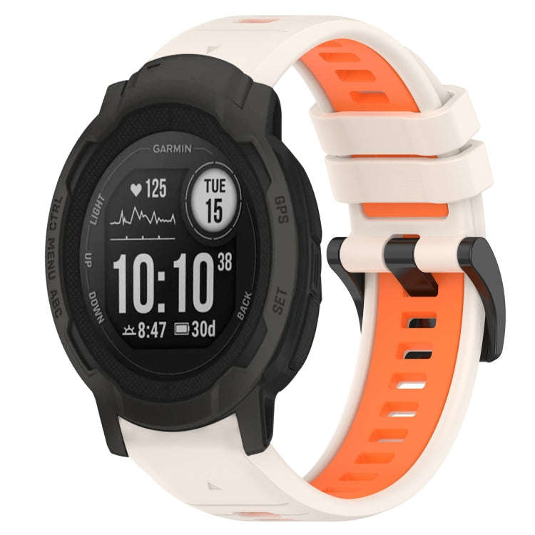 For Garmin Instinct 2 Sports Two-Color 22mm Silicone Watch Band(Starlight+Orange)