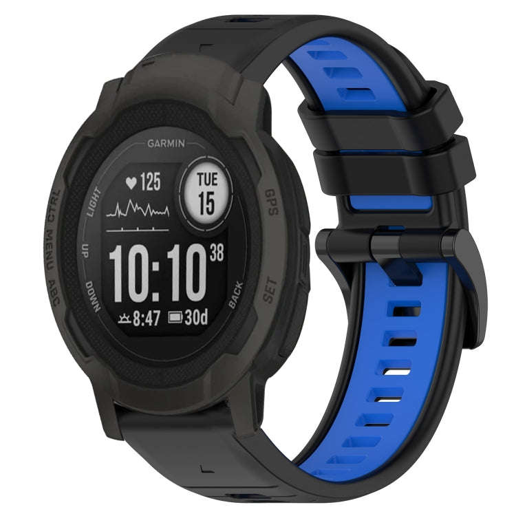 For Garmin Instinct Sports Two-Color 22mm Silicone Watch Band(Black+Blue)