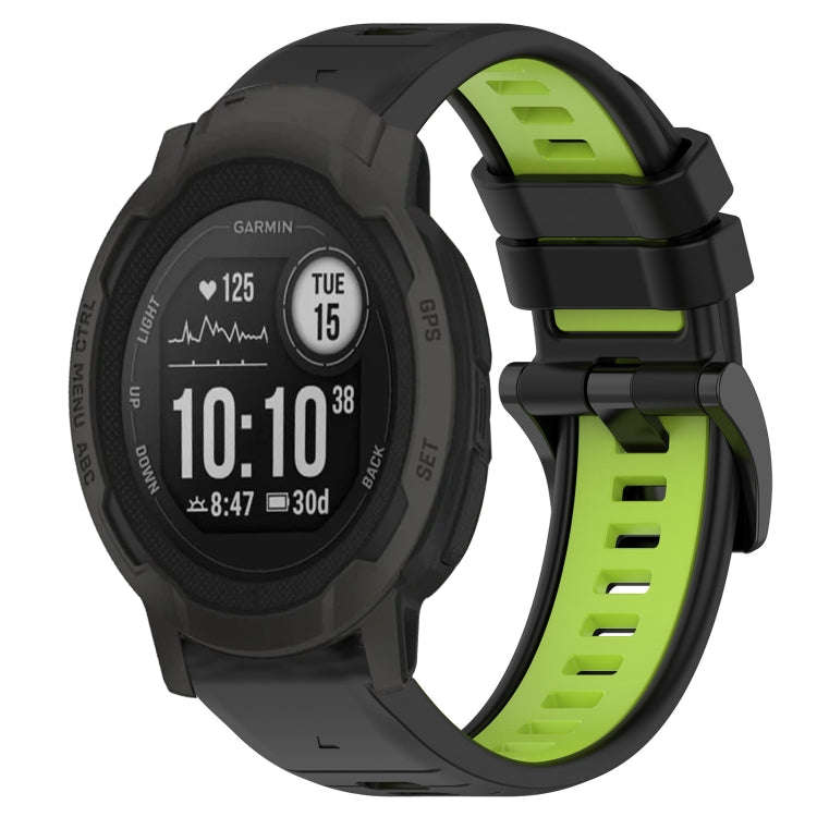 For Garmin Instinct Sports Two-Color 22mm Silicone Watch Band(Black+Lime Green)