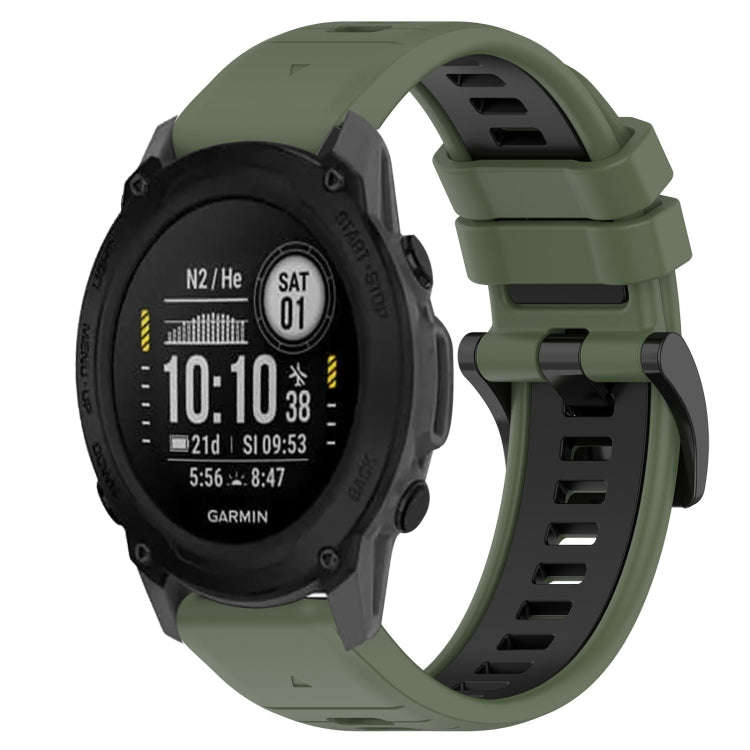 For Garmin Descent G1 Sports Two-Color 22mm Silicone Watch Band(Olive Green+Black)