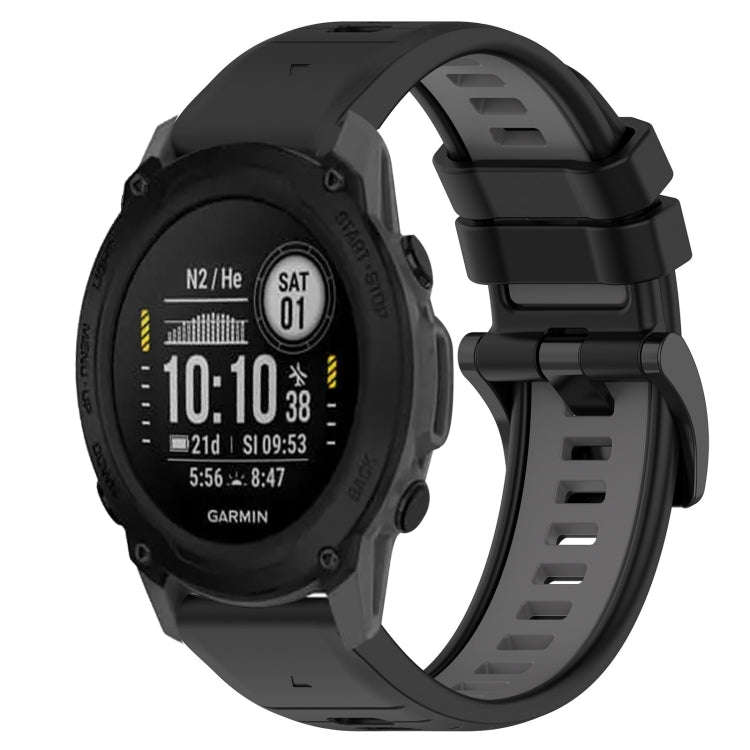 For Garmin Descent G1 Sports Two-Color 22mm Silicone Watch Band(Black+Grey)