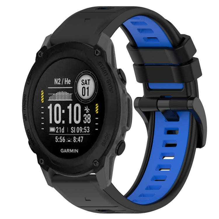 For Garmin Descent G1 Sports Two-Color 22mm Silicone Watch Band(Black+Blue)