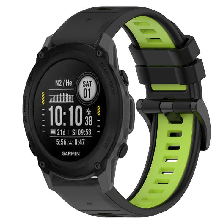 For Garmin Descent G1 Sports Two-Color 22mm Silicone Watch Band(Black+Lime Green)