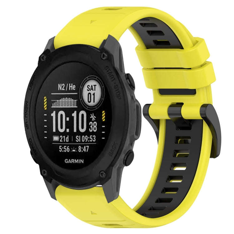 For Garmin Descent G1 Sports Two-Color 22mm Silicone Watch Band(Yellow+Black)