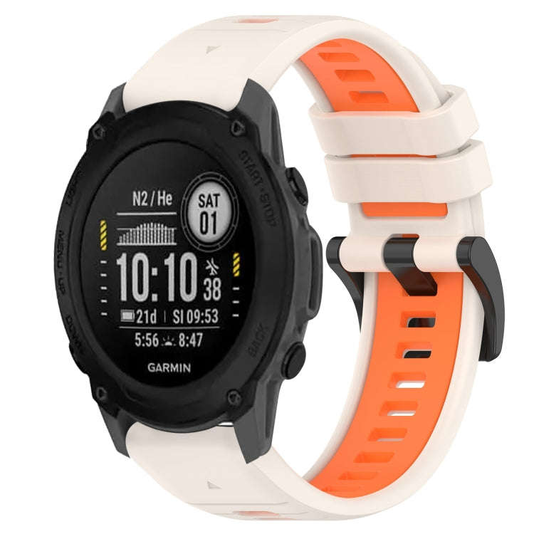 For Garmin Descent G1 Sports Two-Color 22mm Silicone Watch Band(Starlight+Orange)